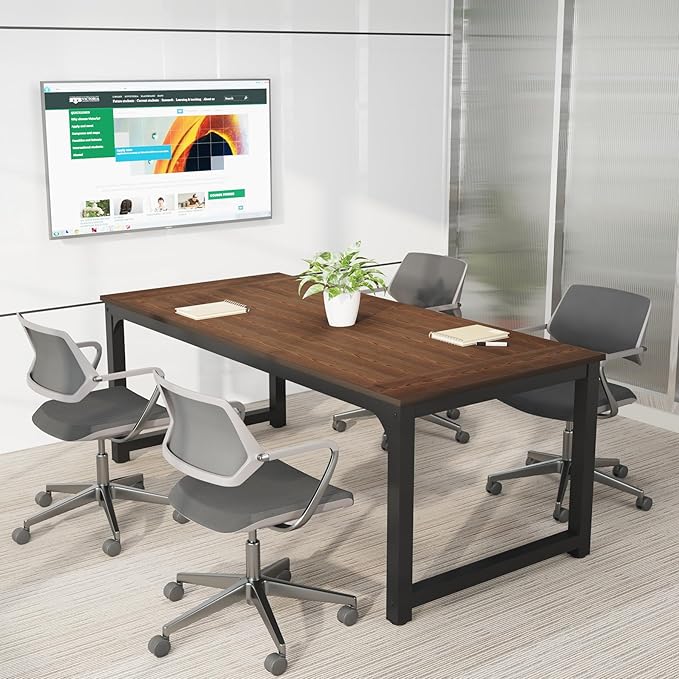 Tribesigns Modern Computer Desk, 70.8 x 35.4 inch Large Executive Office Desk Computer Table Study Writing Desk Workstation for Home Office, Teak - LeafyLoom