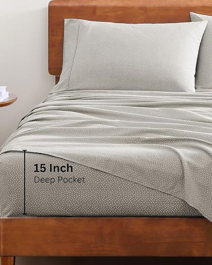 LANE LINEN Twin Size Bed Sheets, 100% Organic Cotton Twin Sheet Set, 3Pc Sheets for Twin Bed, Cooling Twin Bed Sheets Boys, Hotel Style Sheets & Pillowcases Set, Deep Pocket Sheets - Snowdrop - LeafyLoom