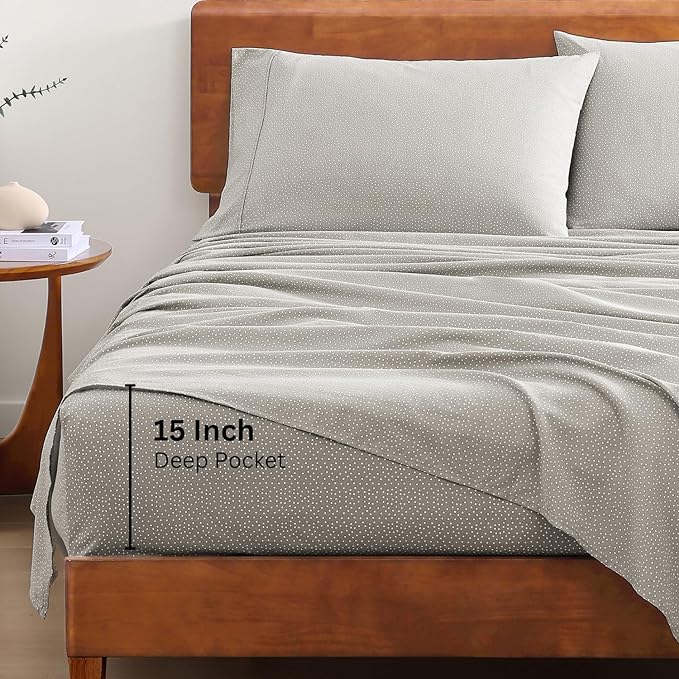 LANE LINEN Twin Size Bed Sheets, 100% Organic Cotton Twin Sheet Set, 3Pc Sheets for Twin Bed, Cooling Twin Bed Sheets Boys, Hotel Style Sheets & Pillowcases Set, Deep Pocket Sheets - Snowdrop - LeafyLoom