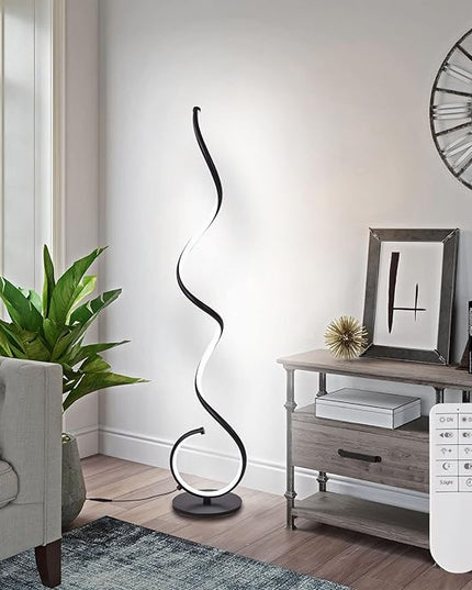 LED Lamp with Remote Control and Foot Switch 53in Modern, Living Room Bright 48W Dimmable 3 Color Black Standing Lamp with 1H Timer Corner Floor Lamp for Office Bedroom - LeafyLoom