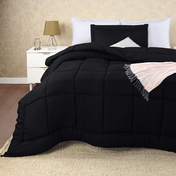 Utopia Bedding Twin Comforter Set Kids with 1 Pillow Sham, Bedding Comforter Sets, Down Alternative Black Comforter, Soft and Comfortable, Machine Washable - LeafyLoom