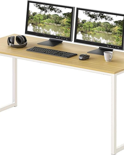 SHW Home Office 48-Inch Computer Desk, White/Oak - LeafyLoom