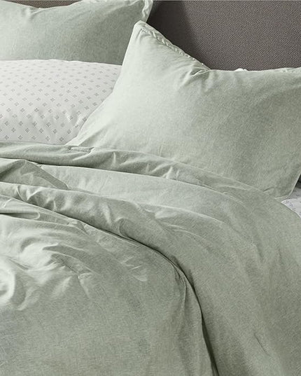 5 Pieces Twin Size Comforter Set with Sheets, Neutral Green Bed in a Bag, Modern Farmhouse Bedding Sets with Comforter, Flat & Fitted Sheet, Pillowcases & Shams - LeafyLoom