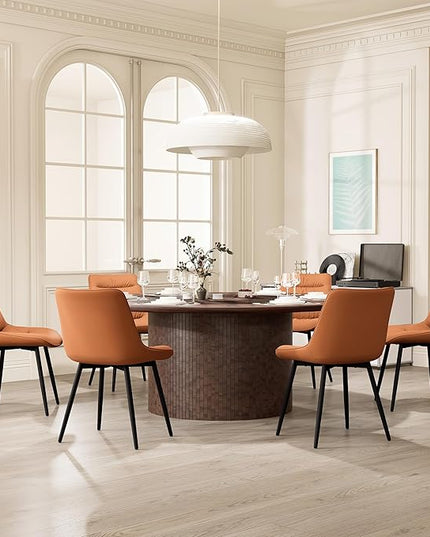Kidol & Shellder Modern Dining Chairs Set of 2 Kitchen & Dining Room Chairs Upholstered Accent Chair Living Room Chairs Kitchen Chairs Comfy Chair for Bedrooms Waiting Room Home(Matte Orange) - LeafyLoom