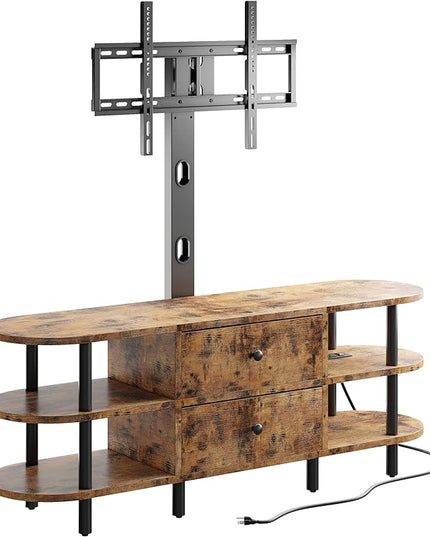 IRONCK TV Stand with Mount and Power Outlet 47", Swivel TV Stand Mount for 70+ inch TV, 3 Tiers TV Console with Drawers and Storage Shelves Entertainment Center - LeafyLoom