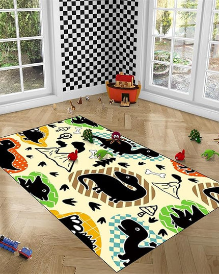 Dinosaur Rugs for Boys Bedroom - Kids Bedroom Rug Dinosaur Pattern Area Rug Kids Play Rugs for Boys Dinosaur Bedroom Decor for Boys Colorful Dinosaur Print Area Rug Kids Rugs for Bedroom,4'×5' - LeafyLoom