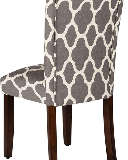 HomePop Parsons Classic Upholstered Accent Dining Chair, Set of 2, Grey and Cream Geometric - LeafyLoom