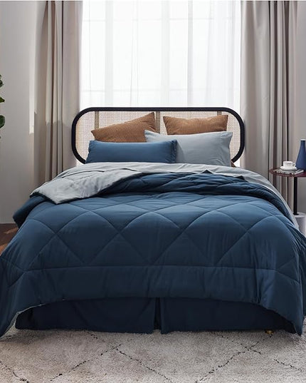 Bedsure Navy Twin XL Comforter Set - 5 Pieces Reversible Twin XL Bedding Sets, Navy Bed Set with Comforters, Sheets, Pillowcase & Sham - LeafyLoom