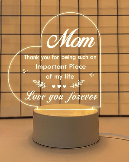 Mom Gifts, Gifts for Mom from Daughter Son - Acrylic Night Light, Mom Birthday Gifts, Best Mom Ever Gifts, Mothers Day Christmas Valentines Day Gifts for Mom - LeafyLoom