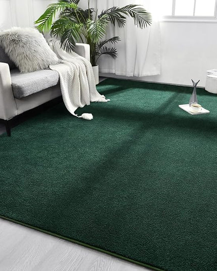 Area Rugs for Bedroom Living Room, 7x10 Dark Green Super Soft Comfy Thickened Memory-Foam Indoor Carpets, Modern Aesthetic Minimalist Carpet for Boys Girls Adults Apartment Nursery Home Décor - LeafyLoom