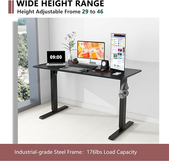 63 x 24 Inches Standing Desk Adjustable Height with Splice Board- Stand Up Desk, Electric Standing Desk, Sit to Stand Desk for Home & Office Computer Desk - LeafyLoom