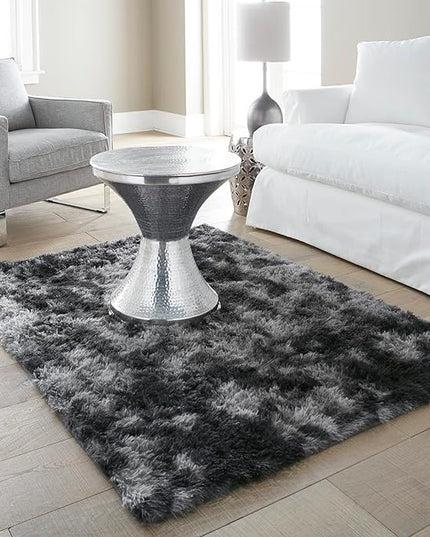 Ophanie Rugs for Bedroom, Machine Washable Fluffy Shaggy Soft Area Rug, Non-Slip Indoor Floor Carpet for Living Room, Kids Boys Teen Dorm Home Decor Aesthetic, Nursery, 4x6 Feet Black and Grey - LeafyLoom