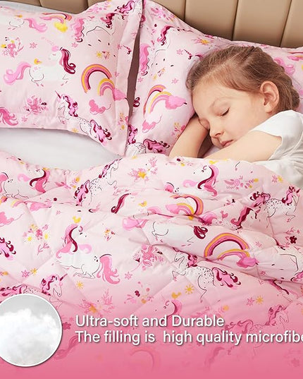 Twin Unicorn Comforters for Boys,2 Pieces Kids Unicorn Bedding Kids Comforter Sets, Super Soft Lightweight for All Seasons,Includes 1 Comforter (66"x86") and 1 Pillowcase (20"x26"+2") - LeafyLoom