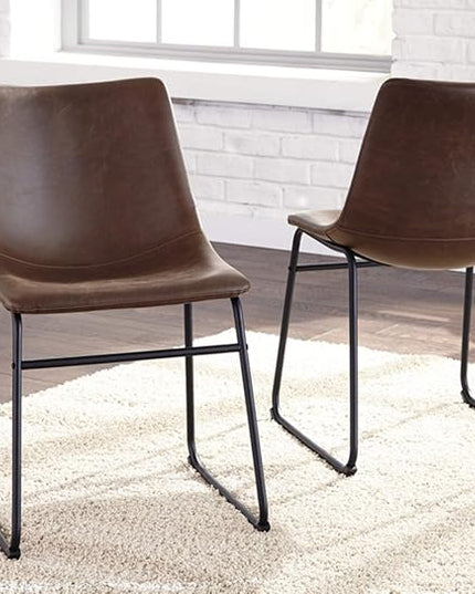 Signature Design by Ashley Mid Century Centiar 18.75" Dining Bucket Chair, 2 Count, Black and Brown - LeafyLoom