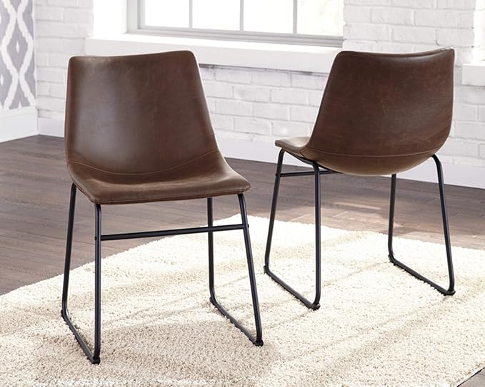 Signature Design by Ashley Mid Century Centiar 18.75" Dining Bucket Chair, 2 Count, Black and Brown - LeafyLoom