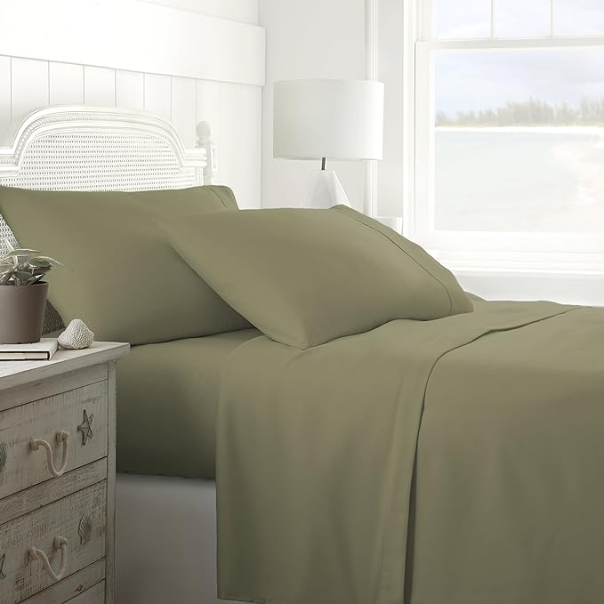 ienjoy Home 3 Piece Double Brushed Microfiber Bed Sheet Set, Sage, Twin XL - LeafyLoom