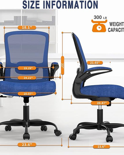 Office Chair, Ergonomic Desk Chair with Adjustable Lumbar Support, High Back Mesh Computer Chair with Flip-up Armrests-BIFMA Passed Task Chairs, Executive Chair for Home Office - LeafyLoom