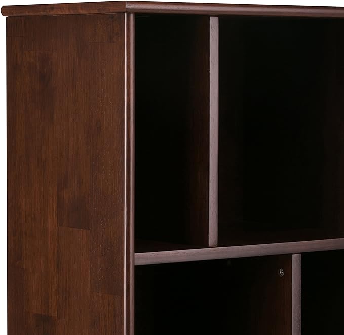 SIMPLIHOME Draper SOLID HARDWOOD 22 Inch Mid Century Modern Bookcase and Storage Unit in Medium Auburn Brown, For the Living Room, Study Room and Office - LeafyLoom