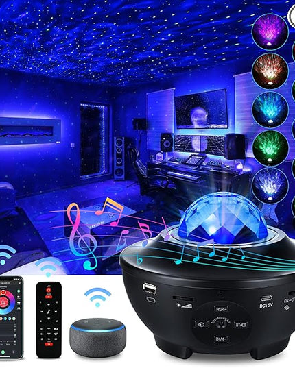 Galaxy Projector Star Projector Night Lights for Bedroom with Music Speaker & Remote Control Work with Smart App & Alexa,Galaxy Light Projector for Bedroom Ceiling for Baby Kids Adult Boys Room Decor… - LeafyLoom