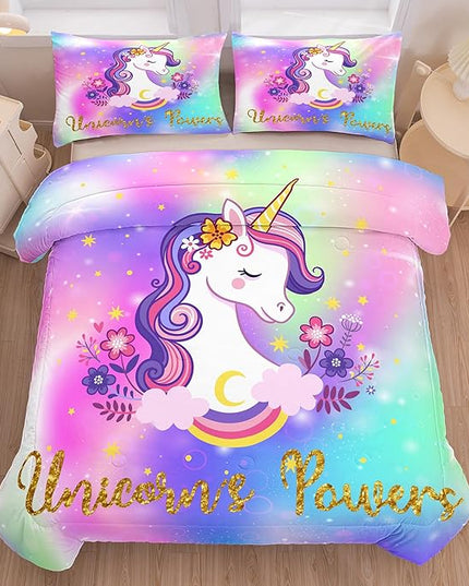 Tailor Shop Unicorn Comforter Sets King Size,Unicorn Bedding Sets for Girls Kids Teens with 2 Pillowcase… - LeafyLoom