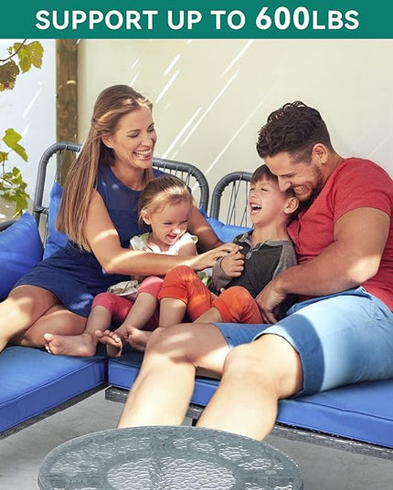 YITAHOME Patio Furniture L-Shaped Coversation Sectional Outdoor Sofa Set for Backyard, Porch with Thick Cushions Detachable Lounger, Side Table (Gray+Navy Blue) - LeafyLoom