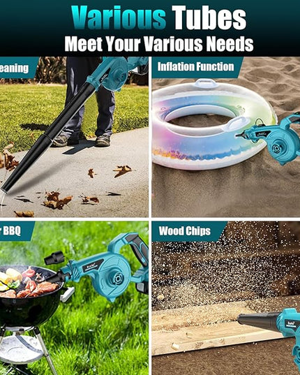 Leaf Blower Cordless for Makita 18V Battery, LIVOWALNY 120CFM 230MPH 2-in-1 Electric Leaf Blowers & Vacuum with 3 Speed Mode for Cleaning Patio, Yard, Sidewalk, Snow, Lawn Care - LeafyLoom