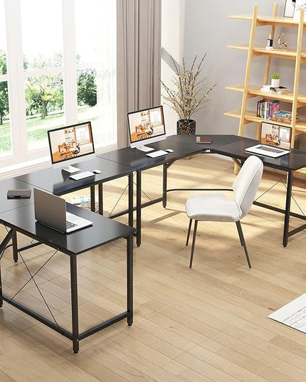 sogesfurniture Large L-Shaped Computer Office Desk, 59" Corner Gaming Desk Workstation Desk PC Laptop Office Home Desk L Desk, Black - LeafyLoom