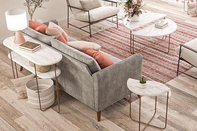 Novogratz Athena End Table, White Marble - LeafyLoom