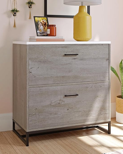 Sauder Tremont Row 2-Drawer Lateral File Cabinet, L: 27.95" x W: 15.71" x H: 29.53", Mystic Oak - LeafyLoom