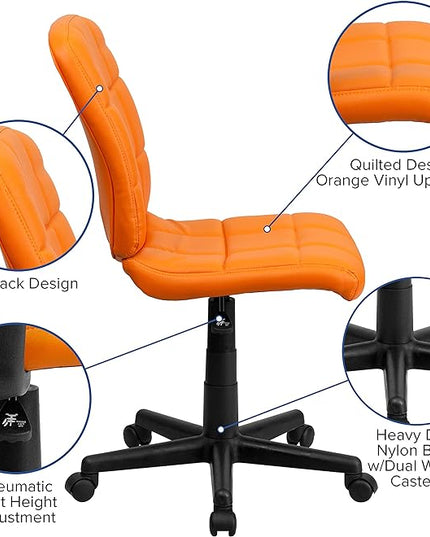 Flash Furniture Clayton Mid-Back Orange Quilted Vinyl Swivel Task Office Chair - LeafyLoom