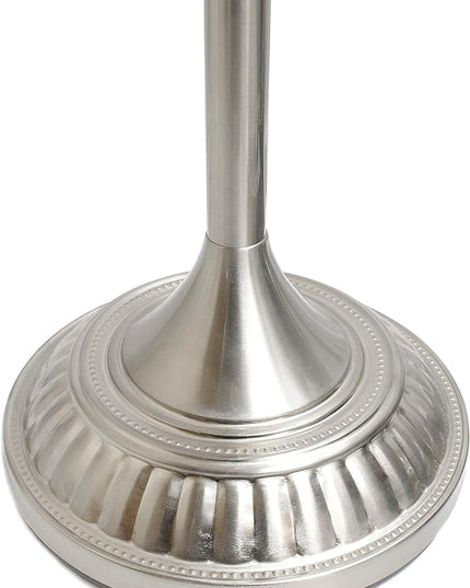 Elegant Designs LF2001-BSN 1 Light Torchiere Marbleized White Glass Shade Floor Lamp, Brushed Nickel - LeafyLoom