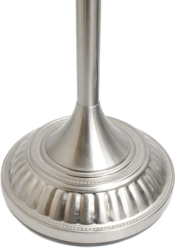 Elegant Designs LF2001-BSN 1 Light Torchiere Marbleized White Glass Shade Floor Lamp, Brushed Nickel - LeafyLoom