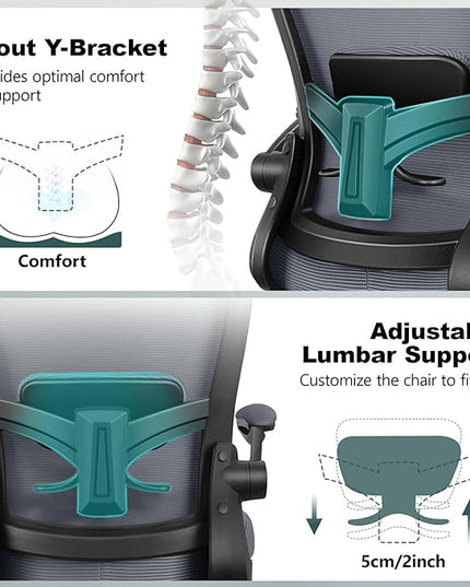 FelixKing Drafting Chair Ergonomic Tall Office Chair, Breathable Mesh Chair with Adjustable Footrest Ring Lumbar Support Flip-up Armrests, High Back Executive Comfy Task Computer Chair for Home Office - LeafyLoom
