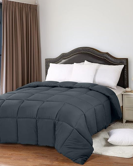 Utopia Bedding All Season 250 GSM Comforter - Soft Down Alternative Comforter - Plush Siliconized Fiberfill Duvet Insert - Box Stitched (King/Cal King, Gray) - LeafyLoom