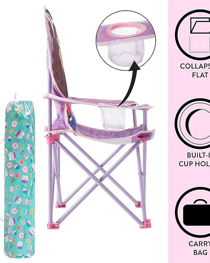 Idea Nuova Kids Indoor-Outdoor Folding Camp Chair, Gabbys Dollhouse - LeafyLoom