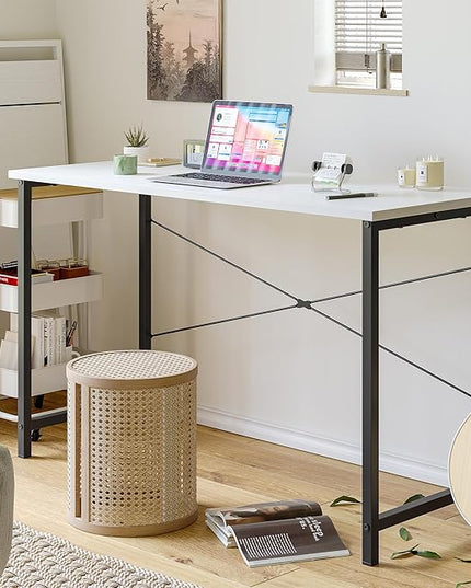 CubiCubi Computer Desk, 47 inch Home Office Desk, Modern Simple Style PC Table for Home, Office, Study, Writing, White - LeafyLoom