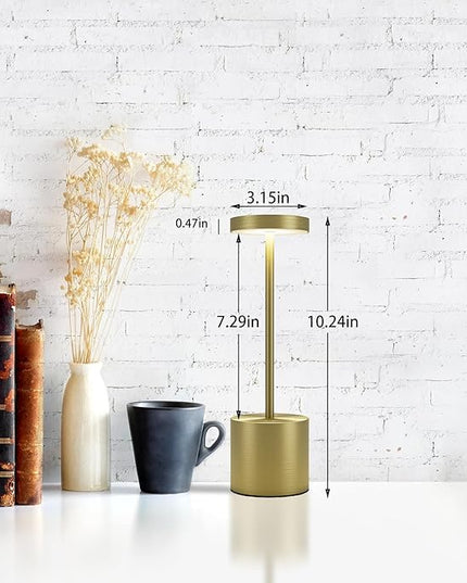 LED Cordless Table Lamps Set of 2, 5000mAh Portable Rechargeable Battery Powered Lamp, Metal 3 Color Stepless Dimmable Table Lamps,Table Light for Restaurant/Cafe/Bedroom. (Brushed Bronze) - LeafyLoom