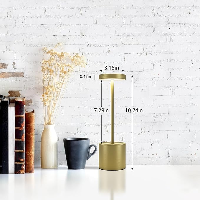 LED Cordless Table Lamps Set of 2, 5000mAh Portable Rechargeable Battery Powered Lamp, Metal 3 Color Stepless Dimmable Table Lamps,Table Light for Restaurant/Cafe/Bedroom. (Brushed Bronze) - LeafyLoom