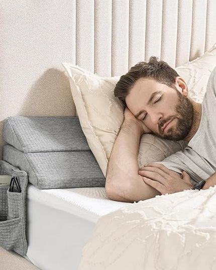 TINA'S HOME Bed Wedge Pillow for Headboard, Adjustable Mattress Gap Filler (0-8"), Headboard Pillow Bed Gap Filler Queen (60"x10"x6") - LeafyLoom