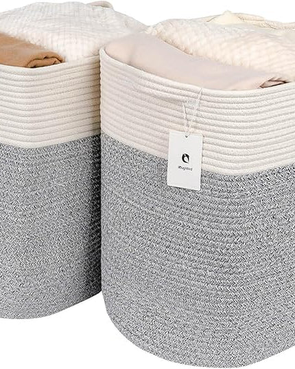 Hamper Toy Storage Collapsible Laundry Bin, Medium Fabric Organizer, 2pack - Silver Gray - LeafyLoom