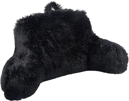 Klear Vu Shaggy Reading Pillow Back Rest Body Pillow for Adults and Kids, Lumbar and Arm Support on Bed, Chair, Couch, Sofa and Floor, 30" x 21", One Size, Black - LeafyLoom