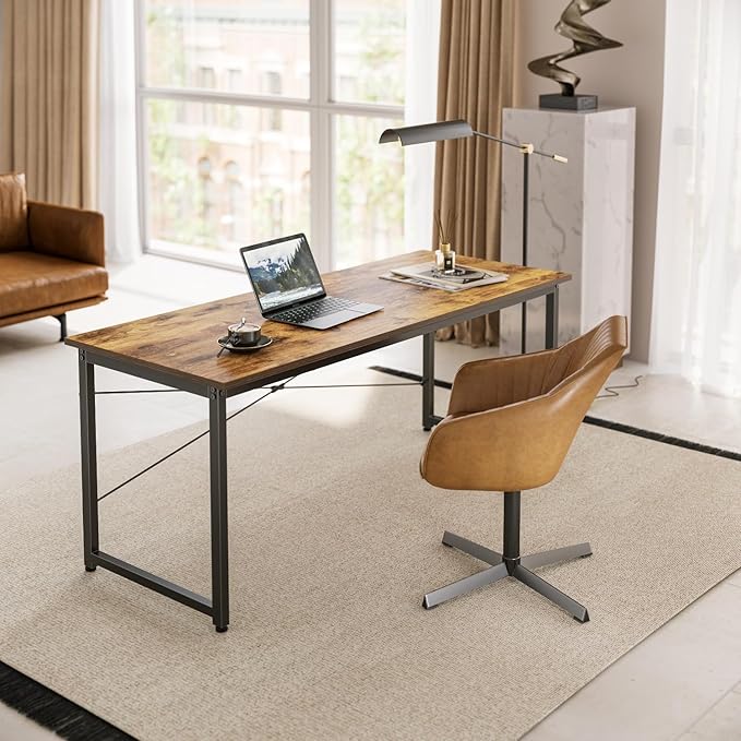 BANTI Computer Desk, 47 inch Home Office Desk, Modern Simple Style PC Table for Home, Office, Study, Writing, Vintage - LeafyLoom