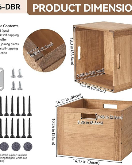 KIRIGEN Modular Open Storage Cube F26-DBR - LeafyLoom