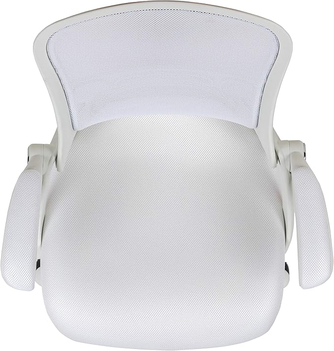 Flash Furniture Porter High-Back Swivel Office Chair with Adjustable Lumbar Support and Seat Height, Ergonomic Mesh Desk Chair with Flip-Up Armrests, White - LeafyLoom