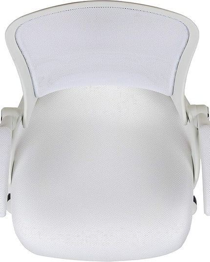 Flash Furniture Porter High-Back Swivel Office Chair with Adjustable Lumbar Support and Seat Height, Ergonomic Mesh Desk Chair with Flip-Up Armrests, White - LeafyLoom