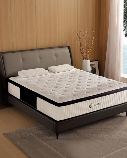 King Size Mattress,14 Inch Memory Foam Hybrid White King Mattresses,Pocket Spring King Mattress in a Box for Sleep Supportive Pressure Relief,Medium Firm Mattress. - LeafyLoom
