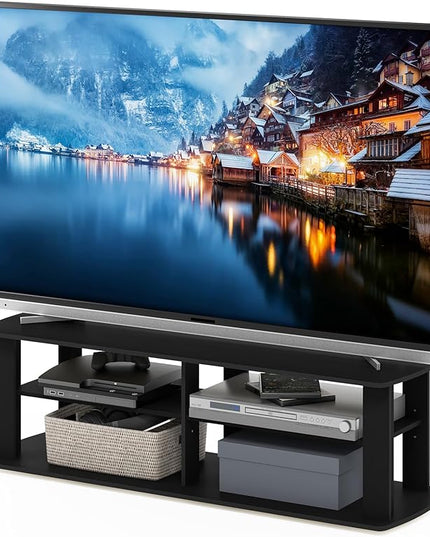 Furinno 11191BK THE Entertainment Center TV Stand, Black - LeafyLoom