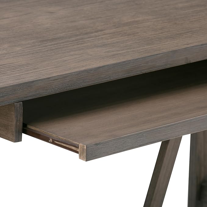 SIMPLIHOME Dylan SOLID WOOD Modern Industrial 60 inch Wide Home Office Desk, Writing Table, Workstation, Study Table Furniture in Driftwood - LeafyLoom