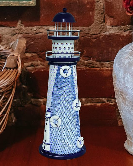 Lighthouse Ornament with Led Light Night Light Nautical Themed Lighthouse Tabletop Summer Ocean Party Decor - LeafyLoom