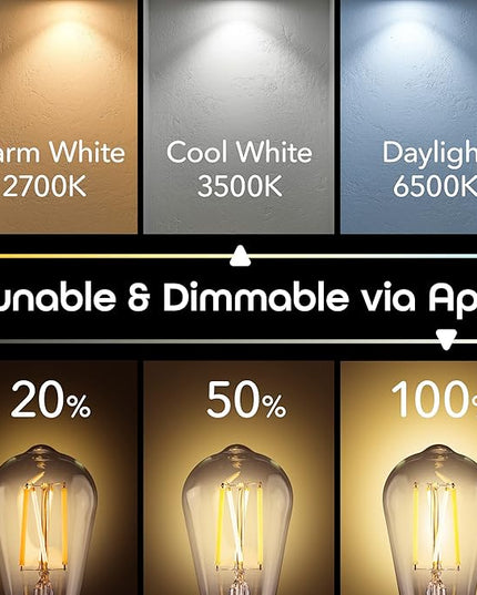 Geeni Smart Light Bulb - Alexa and Google Home Compatible, Tunable White LED Programmable and Dimmable WiFi Light Bulb, App Controlled (ST21-4 Pack) Geeni